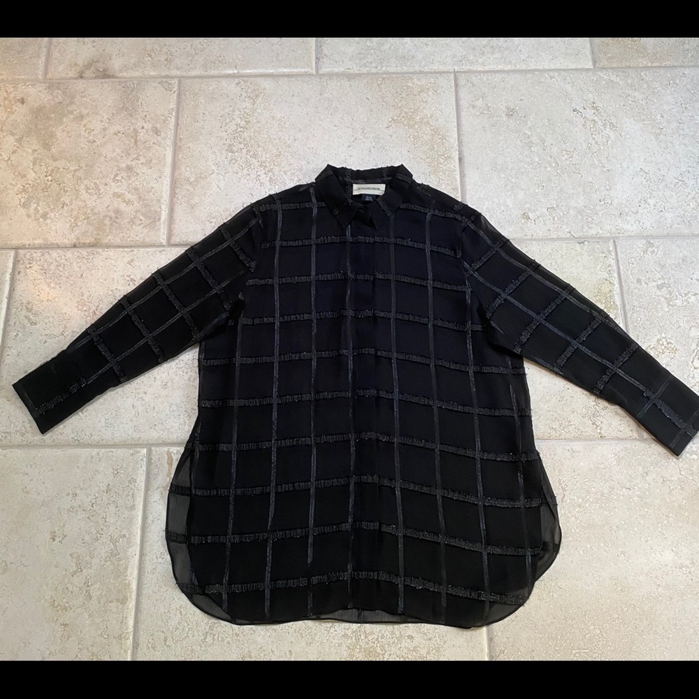 By Malene Birger Black Windowpane Sheer Tunic